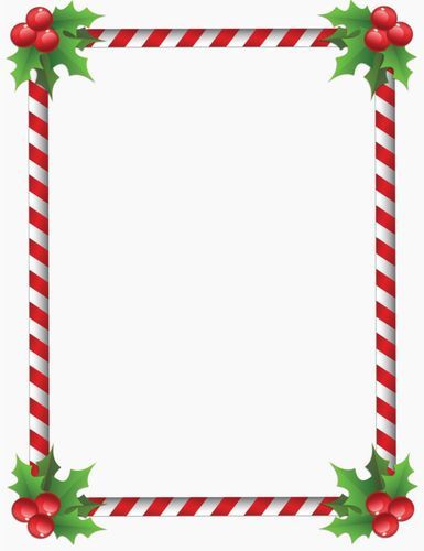 A Christmas border with candy canes, holly, and berries.