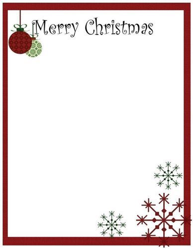 A merry Christmas card with a red frame and snowflakes