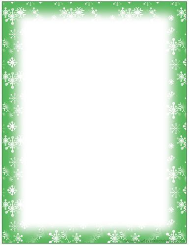 A green Christmas border with white snowflakes on it