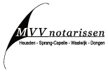 logo mvv notarissen Logo for MVV notarissen with locations listed as Heusden, Sprang-Capelle, Waalwijk, and Dongen.