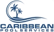 Caribbean Pool Services logo with blue palm trees and wave over company name