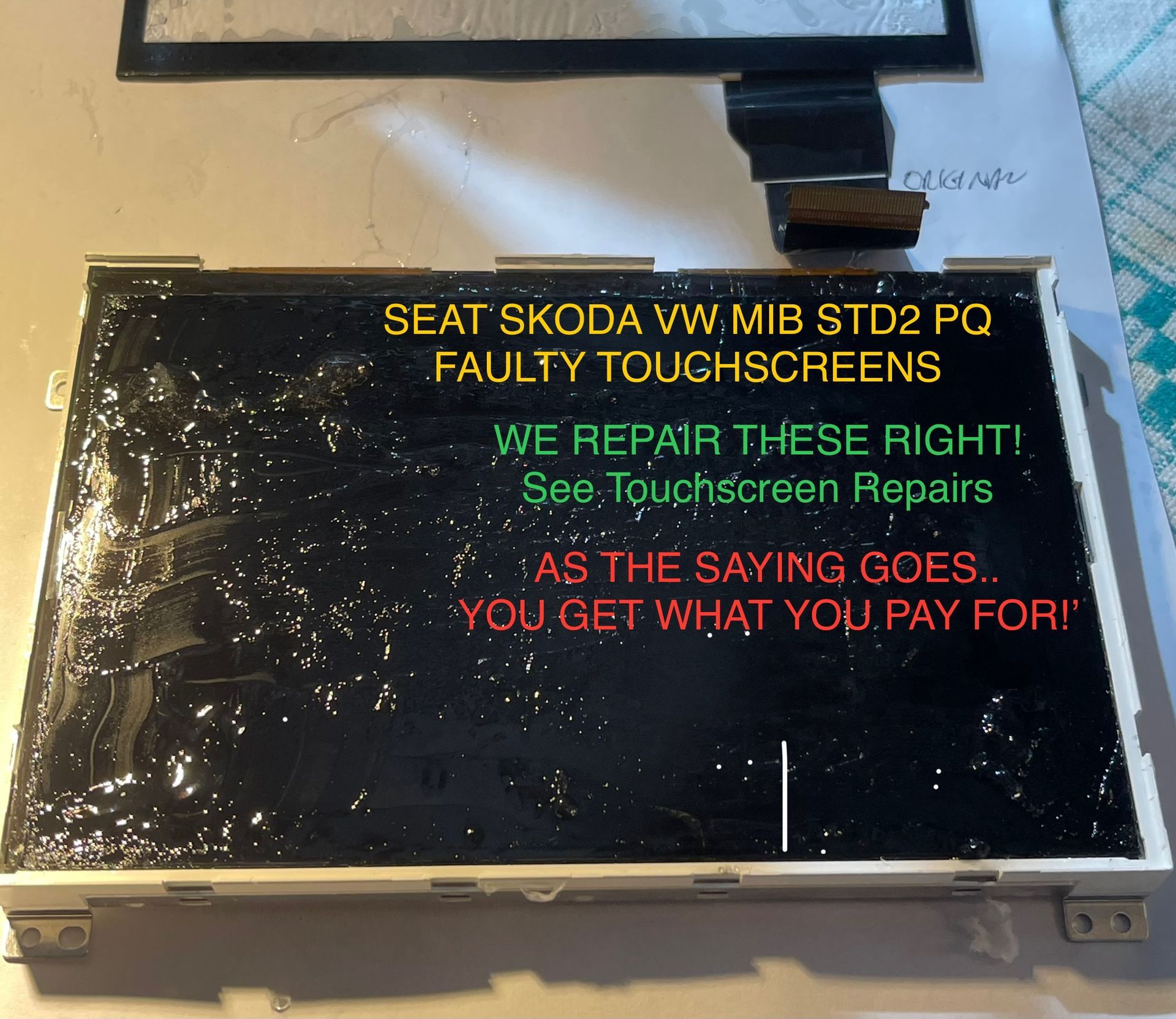Car Audio Medics repair unresponsive touchscreen failure - random screen functions - self dialling phone calls MIB STD2 PQ+/NAV Skoda Yeti Amundsen II 2 Discover / Composition Media 5L0035680E 5L0035200 5L0035200D Seat Alhambra 5L0035680E 5L0035680C 5L0035680G VW Beetle VW Caddy Van Maxi California Ocean T6 Tiguan Golf Passat