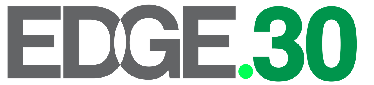 EDGE.30 logo in gray and green on a white background