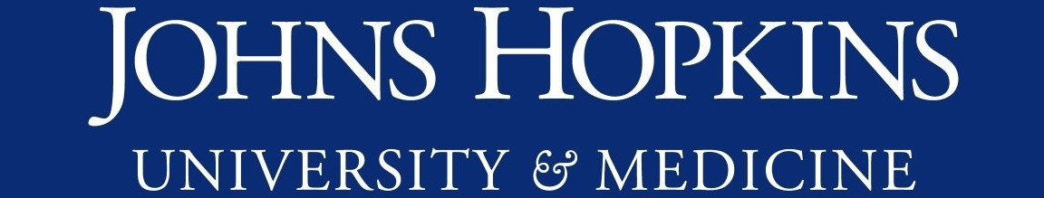 Johns Hopkins University & Medicine logo in white text on a blue background