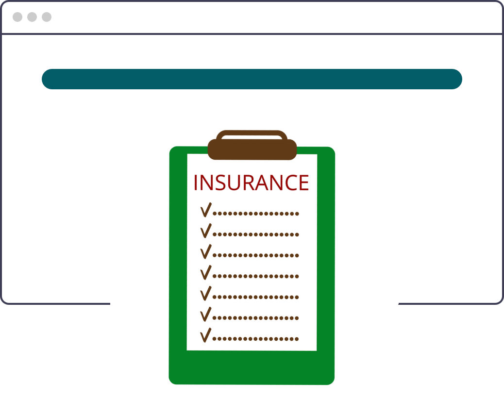 Clipboard labeled “Insurance” in front of a computer screen