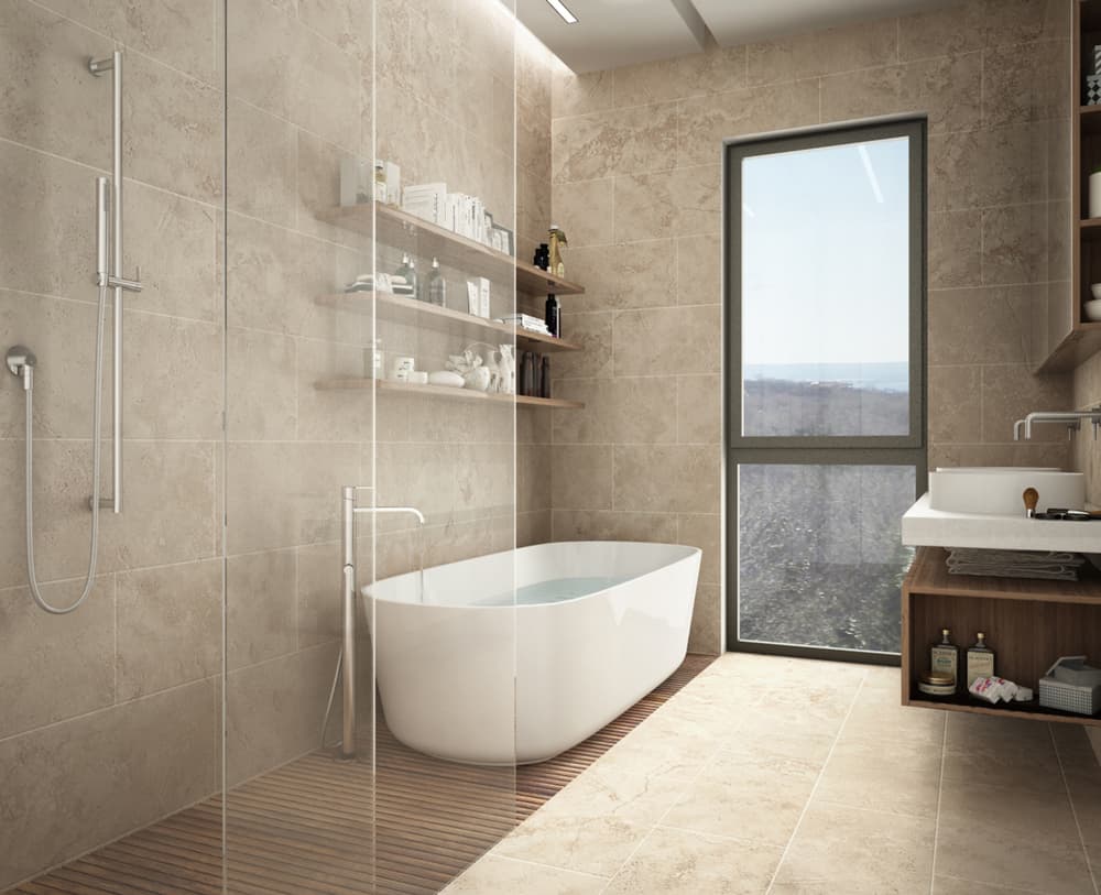 A Bathroom with A Tub and Window — MJ Watson Construction and Maintenance in Wagga Wagga, NSW