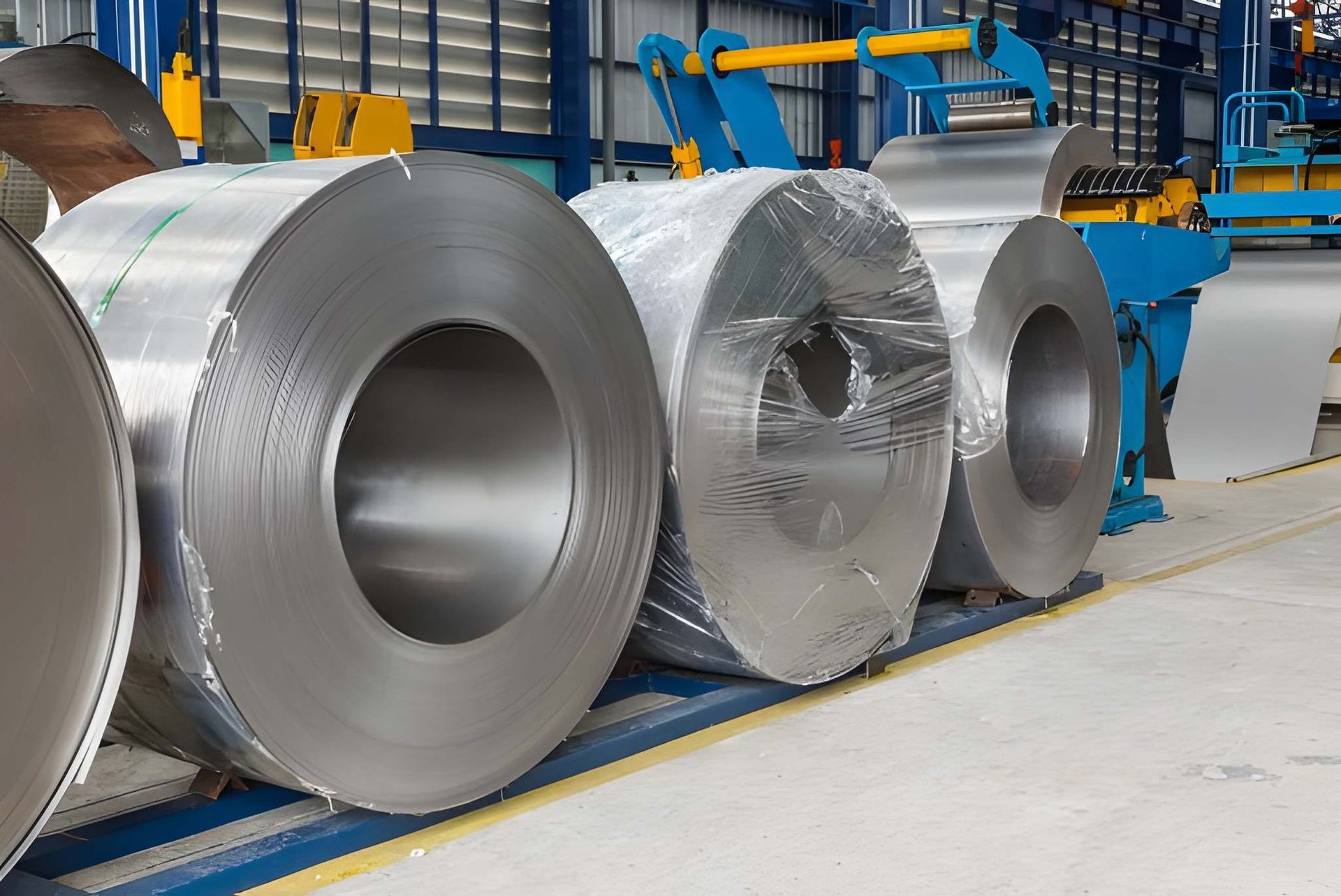 Metal Coils on a Factory Floor, Ready for Processing — Cumming Airconditioning & Sheetmetal in Ryan, QLD