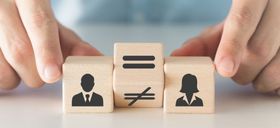 Pay equity and equal pay comparison represented by male and female figures. 