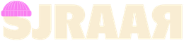 Een lichtbeige logo met de tekst 
