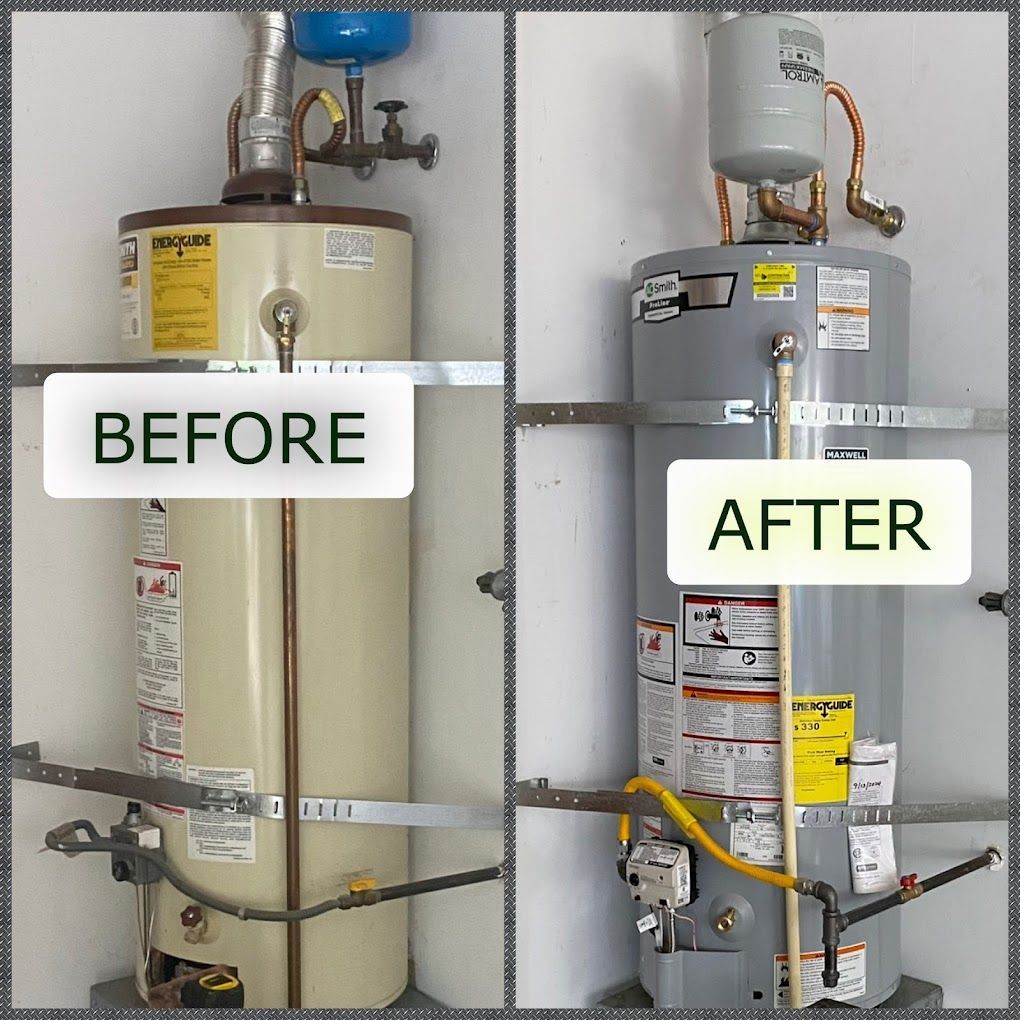Before and After Water Heater Install in Vancouver, WA done by Maxwell Plumbing. 