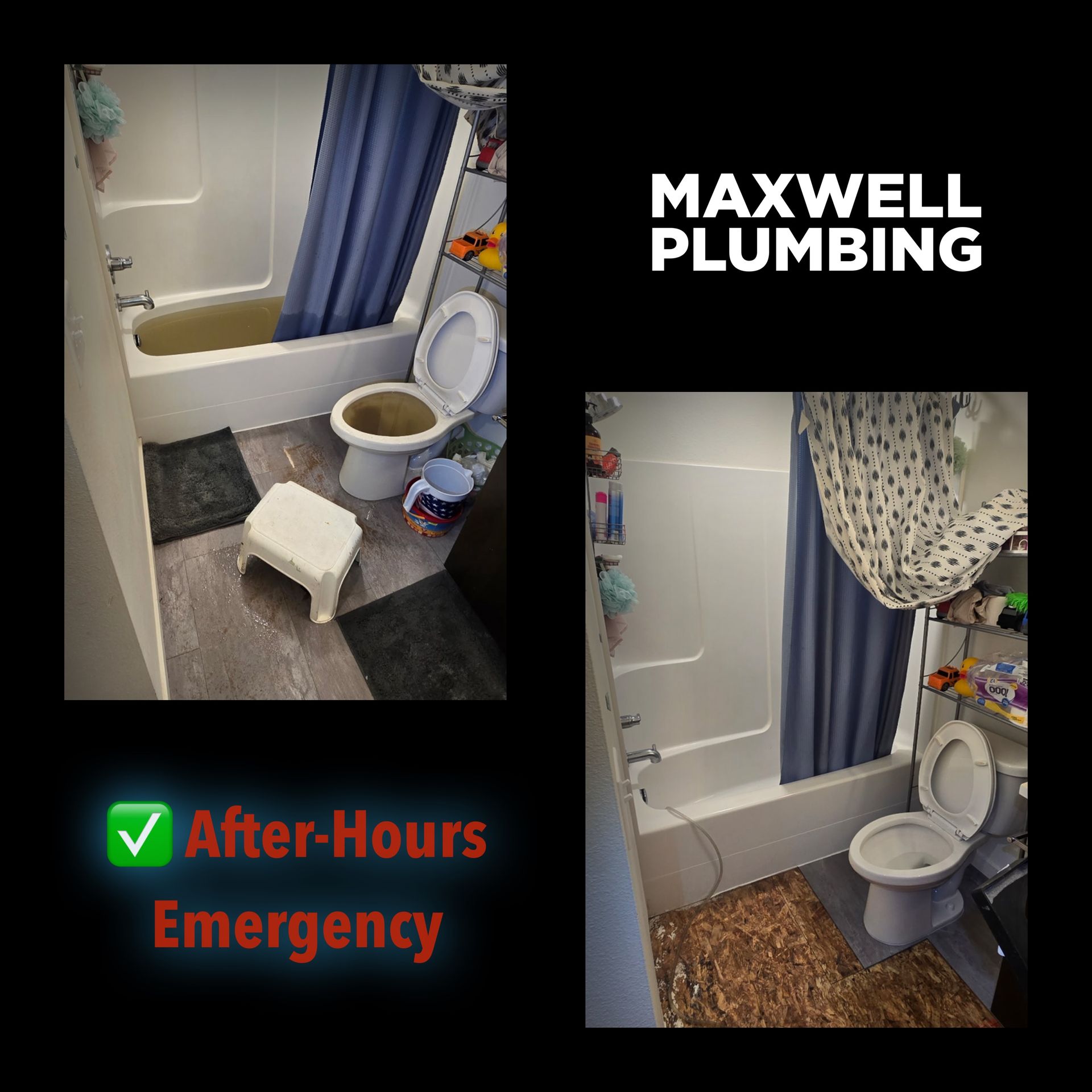 Late night Sunday plumbing sewer drain problems fixed in Salmon Creek, WA.