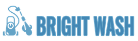A blue logo for a company called Bright Wash