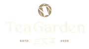 A corporate logo of Tea Garden Restaurant in white version 1