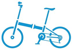 Una bicicletta blu è raffigurata su uno sfondo bianco.