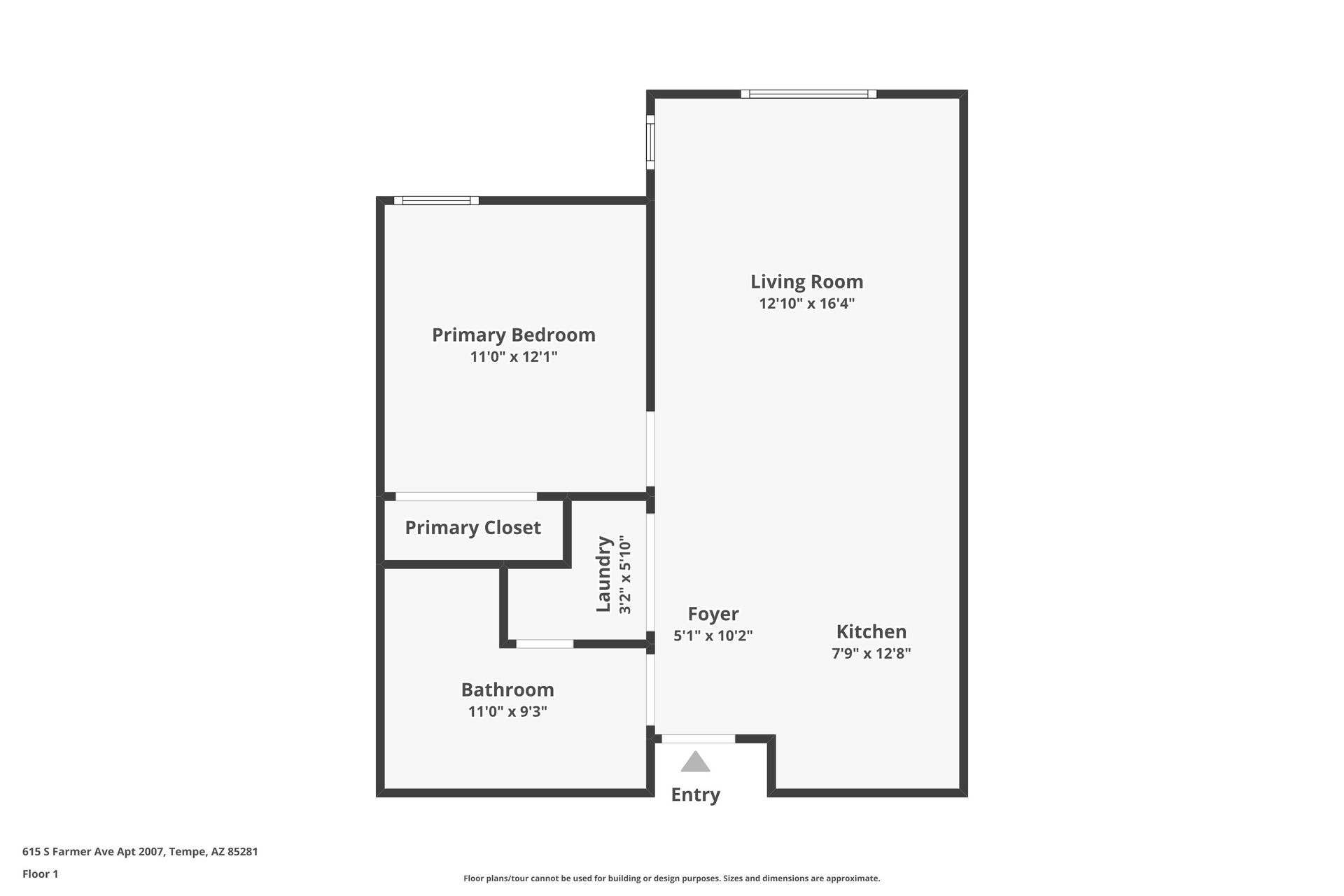 Black-and-white floor plan of a house showing labeled rooms and a small entryway.