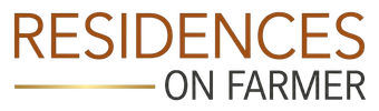 Residences on Farmer logo in brown and gold text on white background