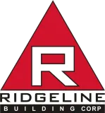 Red triangular RDLGELINE Building Corp logo in black and white text