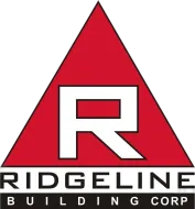 Red triangular RDLGELINE Building Corp logo in black and white text