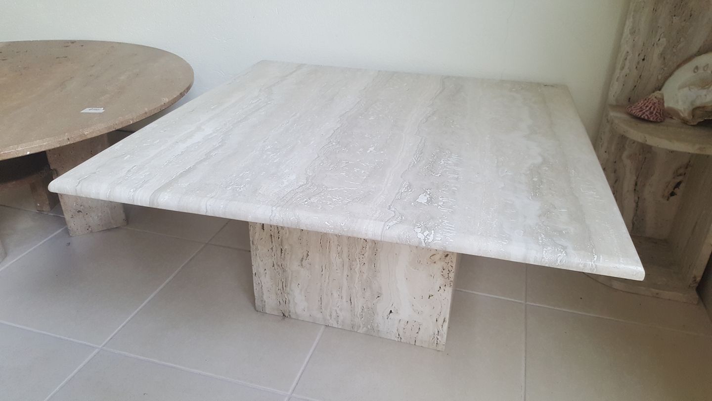 Square Travertine Coffee Table With A Solid Block Base, Indoors โ Gori Marble & Granite Pty Ltd in Earlville, QLD