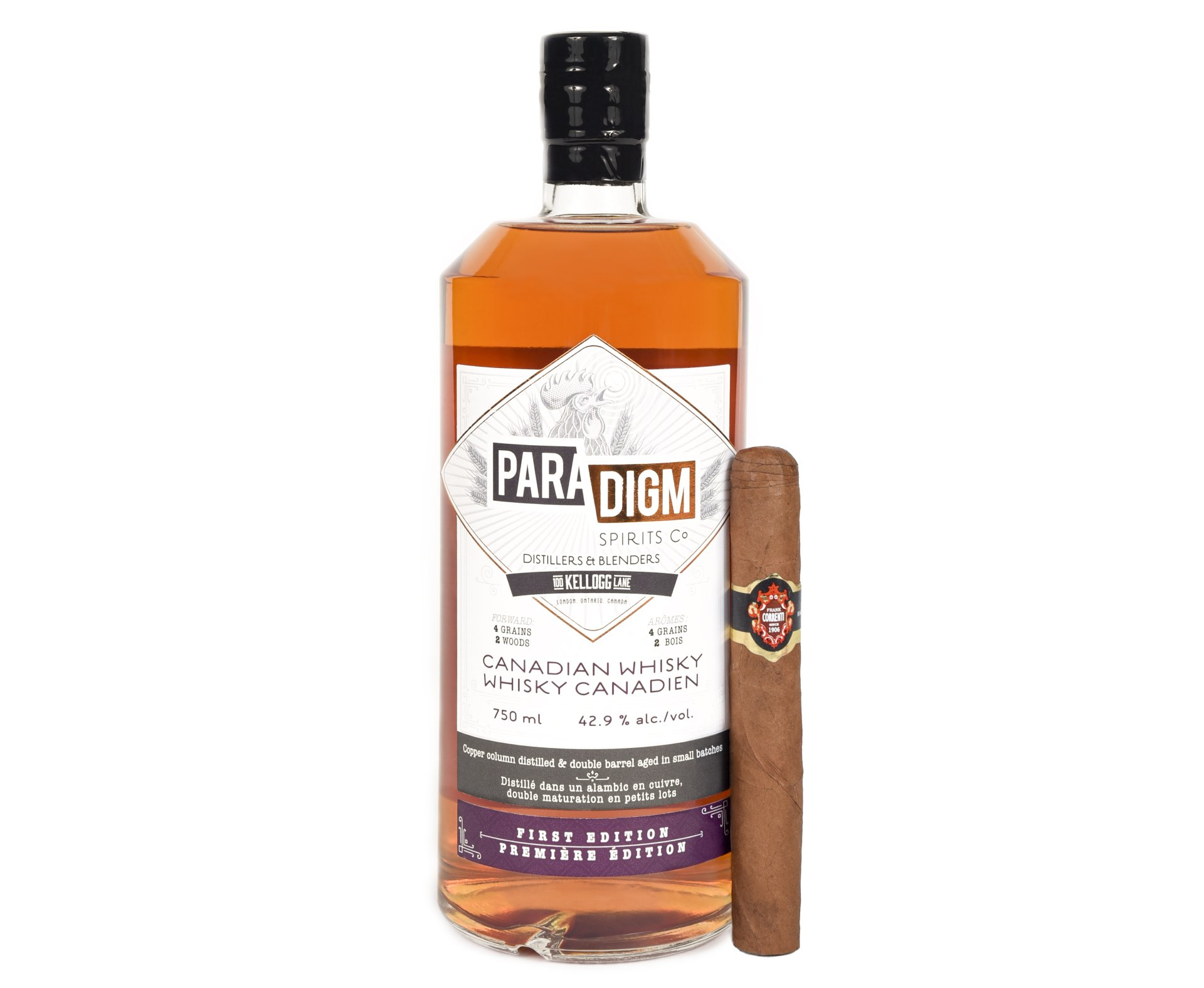 Paradigm Canadian Whisky (42.9%) with a Frank Correnti Petit Corona Claro (42 x 5 1/8)