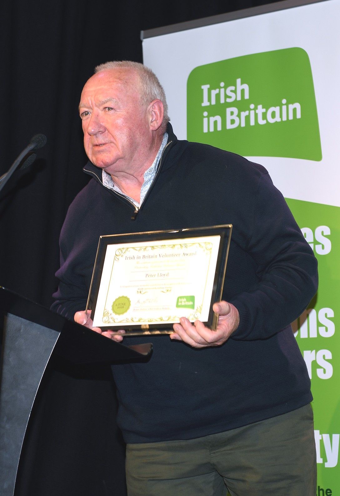 Peter Lloyd at Irish in Britain Volunteer Awards 2024