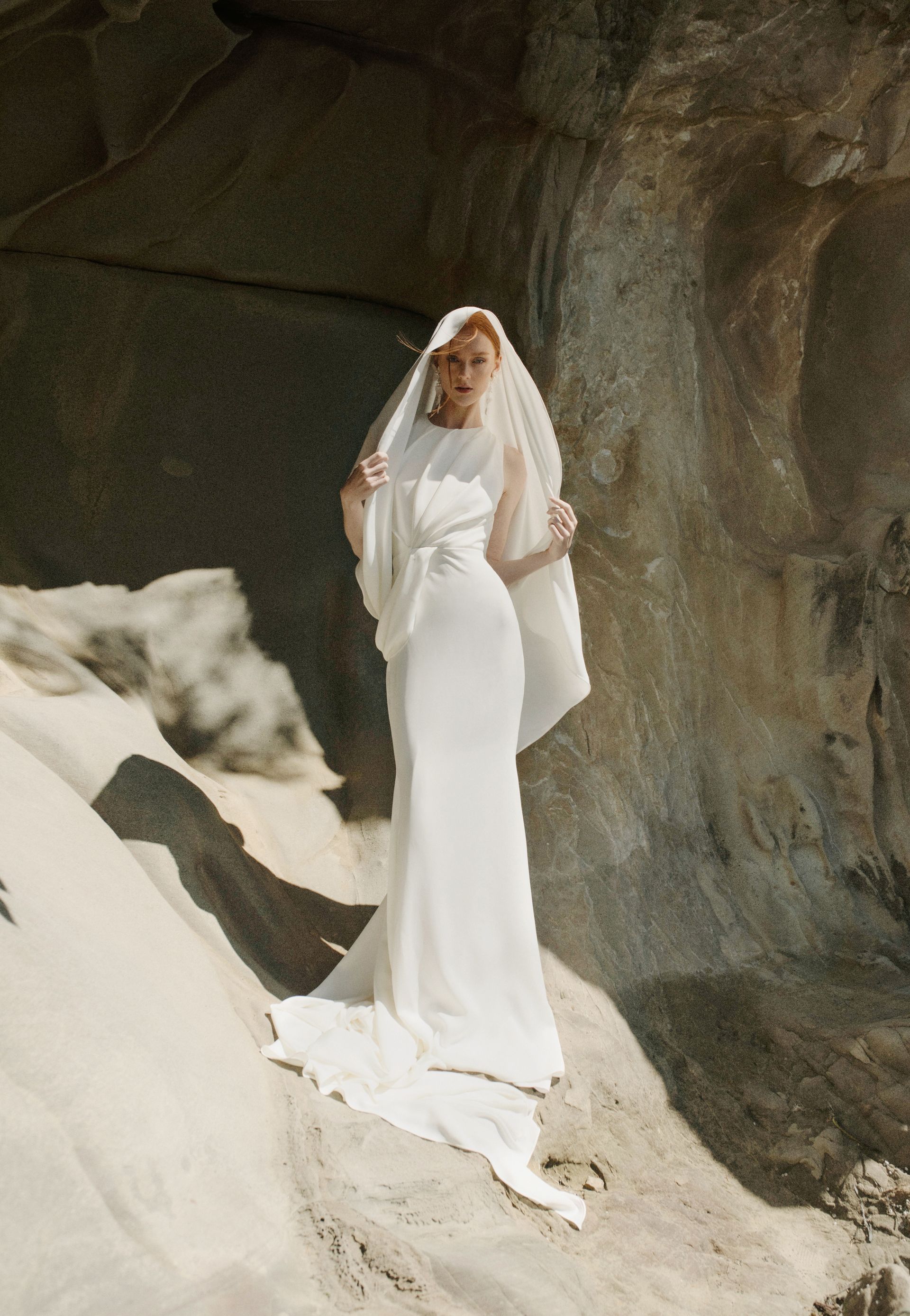 Elegant modern bridal gown with  tied-knot-like design