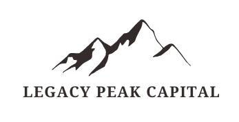 A black and white logo for Legacy Peak Capital