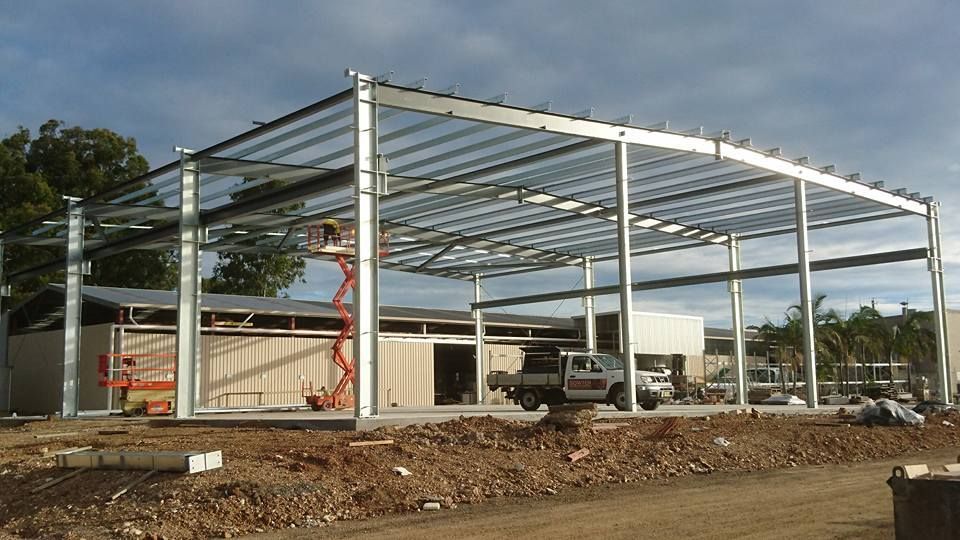 A Steel Frame Structure Under Construction — Burke Metal Fabrication In Taree, NSW