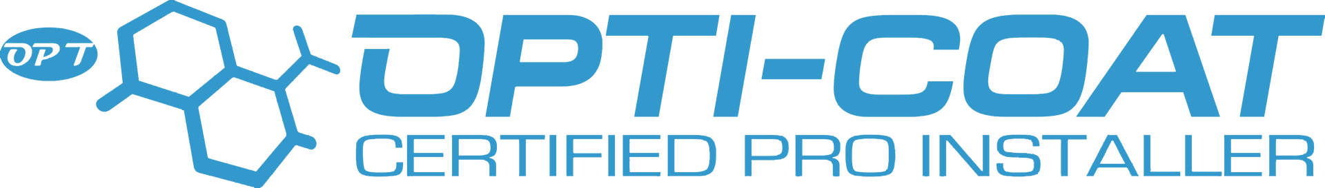 OPTI-COAT Certified Pro Installer logo in blue with hexagon graphic and car silhouette