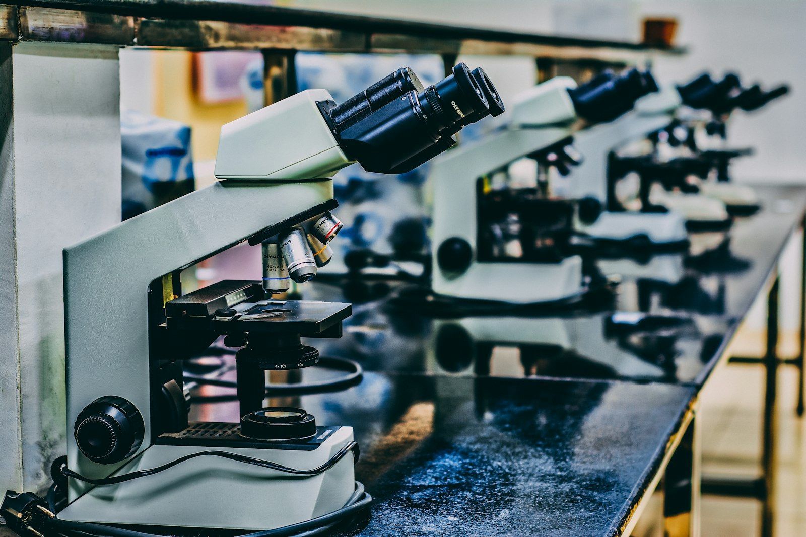 White microscope on a table