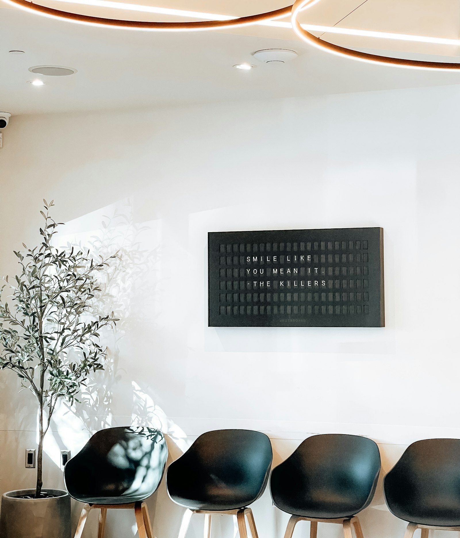Modern clinic waiting room with chairs