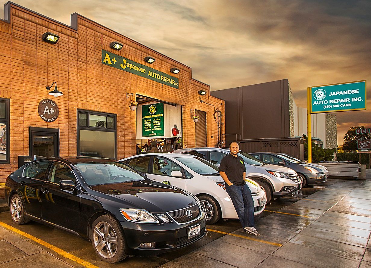 Many cars parked in front of the shop | A+ Japanese Auto Repair, Inc.