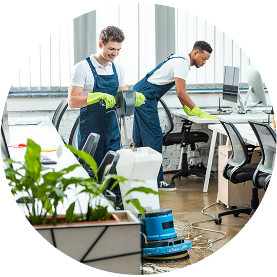 Cleaners Working In Modern Office — Cairns, QLD — Abelia Cleaning Cleaners Working In Modern Office — Cairns, QLD — Abelia Cleaning