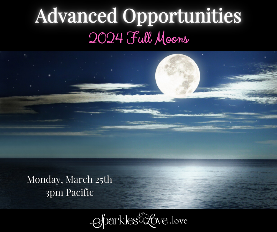Full moon over a calm night ocean with event text for Advanced Opportunities, March 15th, 2024