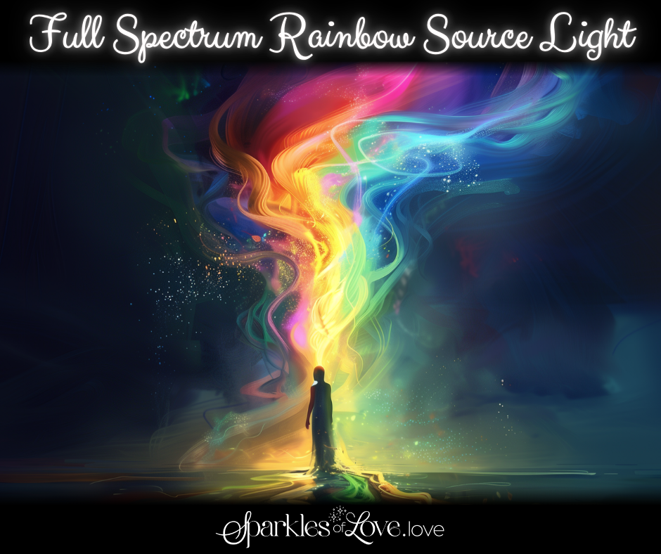 Silhouette beneath a rainbow light beam swirling into the night sky over water