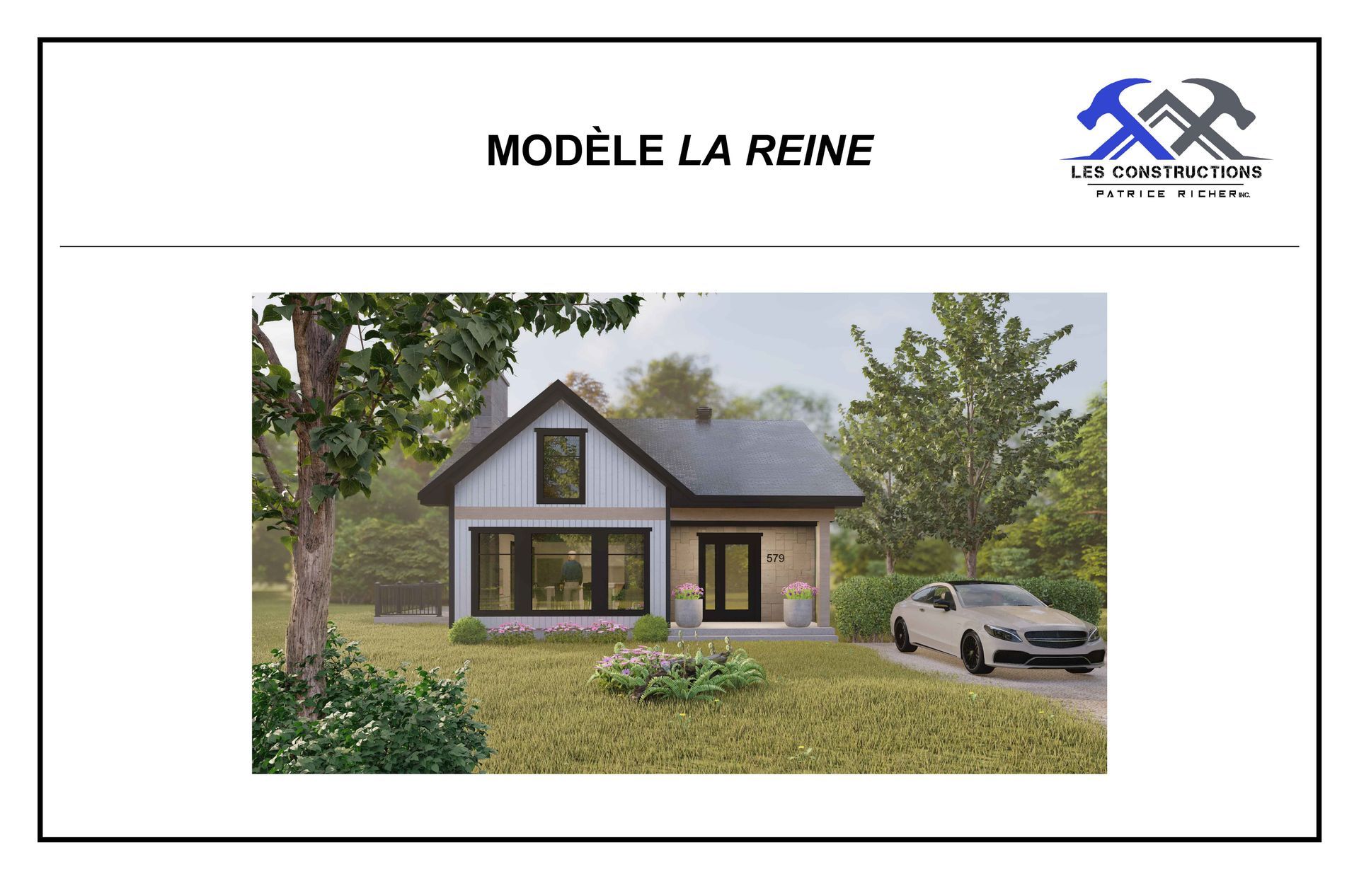Une photo d'une maison avec une voiture garée devant.