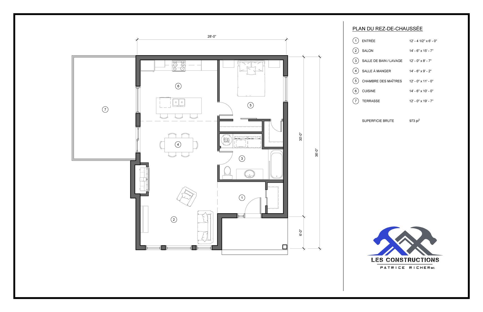 Un plan d'étage en noir et blanc d'une maison.
