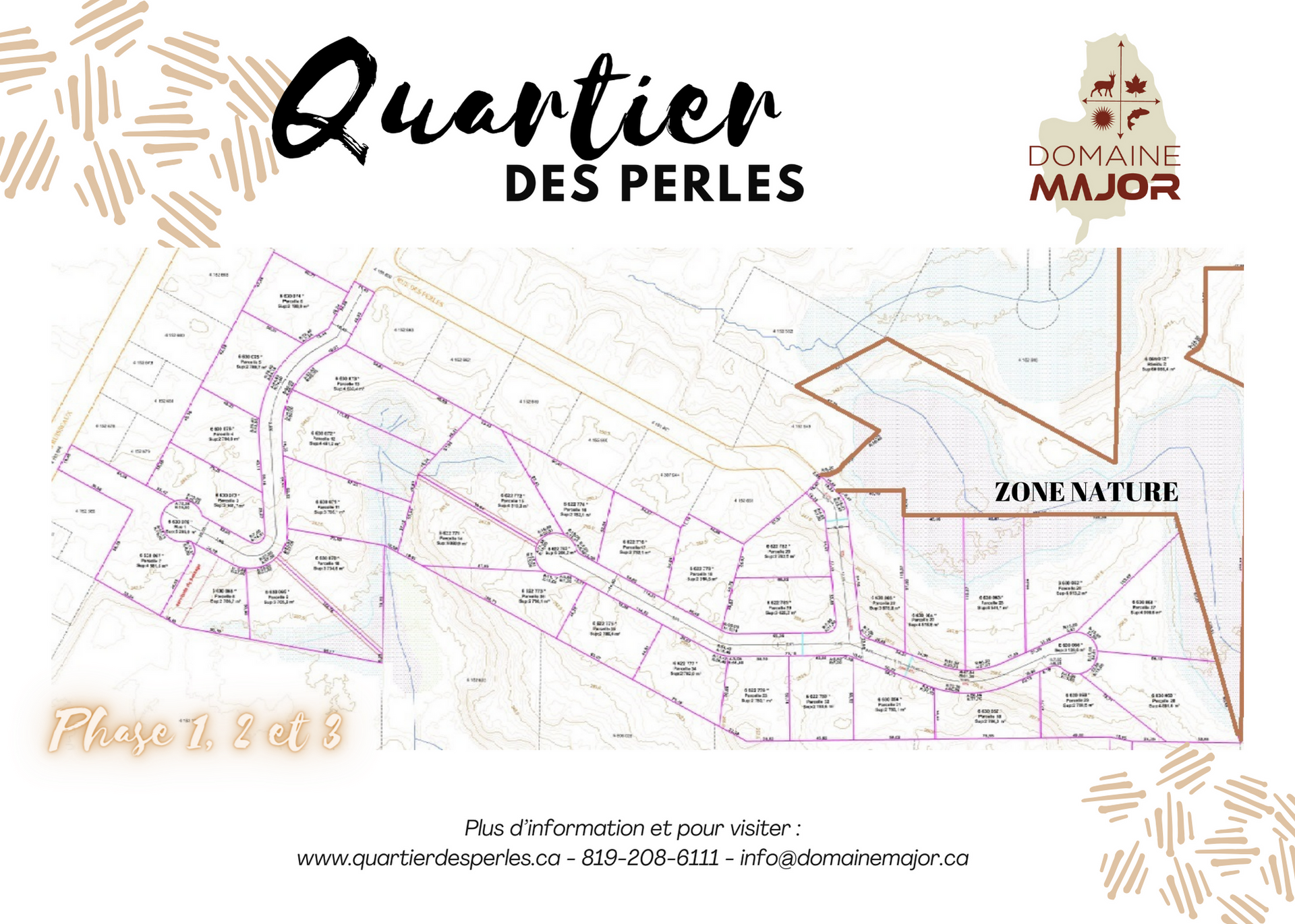 Une carte d'un quartier résidentiel avec beaucoup de maisons sur fond blanc.