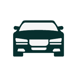 a black and white icon of a car on a white background .