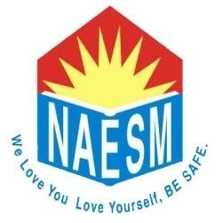 NAESM logo with red hexagon, yellow sunburst, and blue banner; slogan: “We Love You Love Yourself Be Safe.”