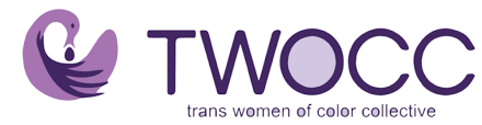 TWOCC logo with purple stylized figure and text “TWOCC” and “trans women of color collective”
