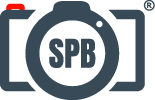 SPB logo with a stylized camera icon in navy blue, gray, red, and white