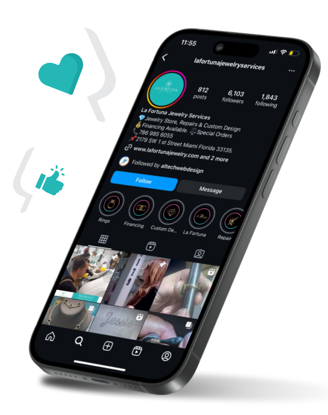 A cell phone with a social media account on it.