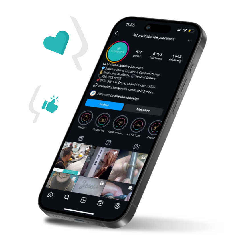 A cell phone with a social media account on it.