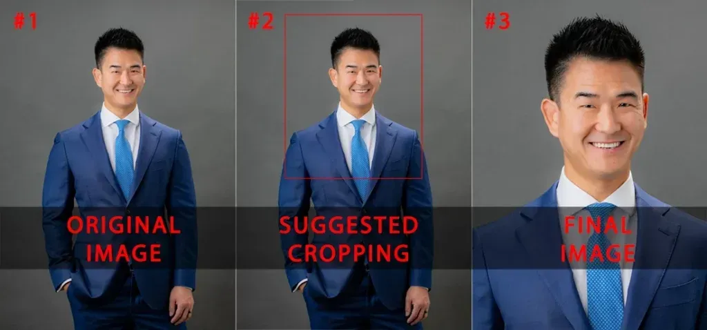 Suggested cropping for ERAS medical residency application photo