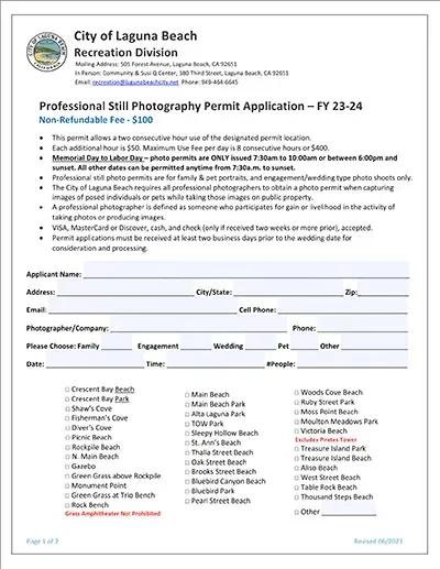 A city of laguna beach recreation division application form