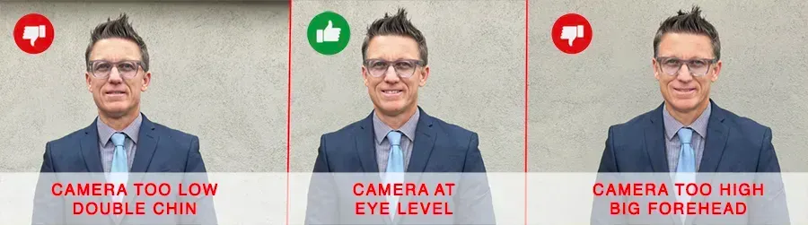  diagram of different camera heights for a headshot