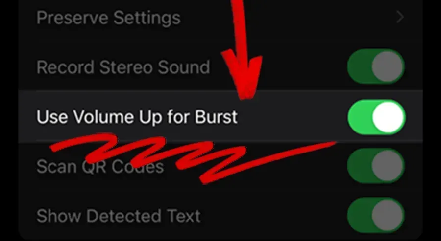 A screenshot of the preserve settings screen on an iphone