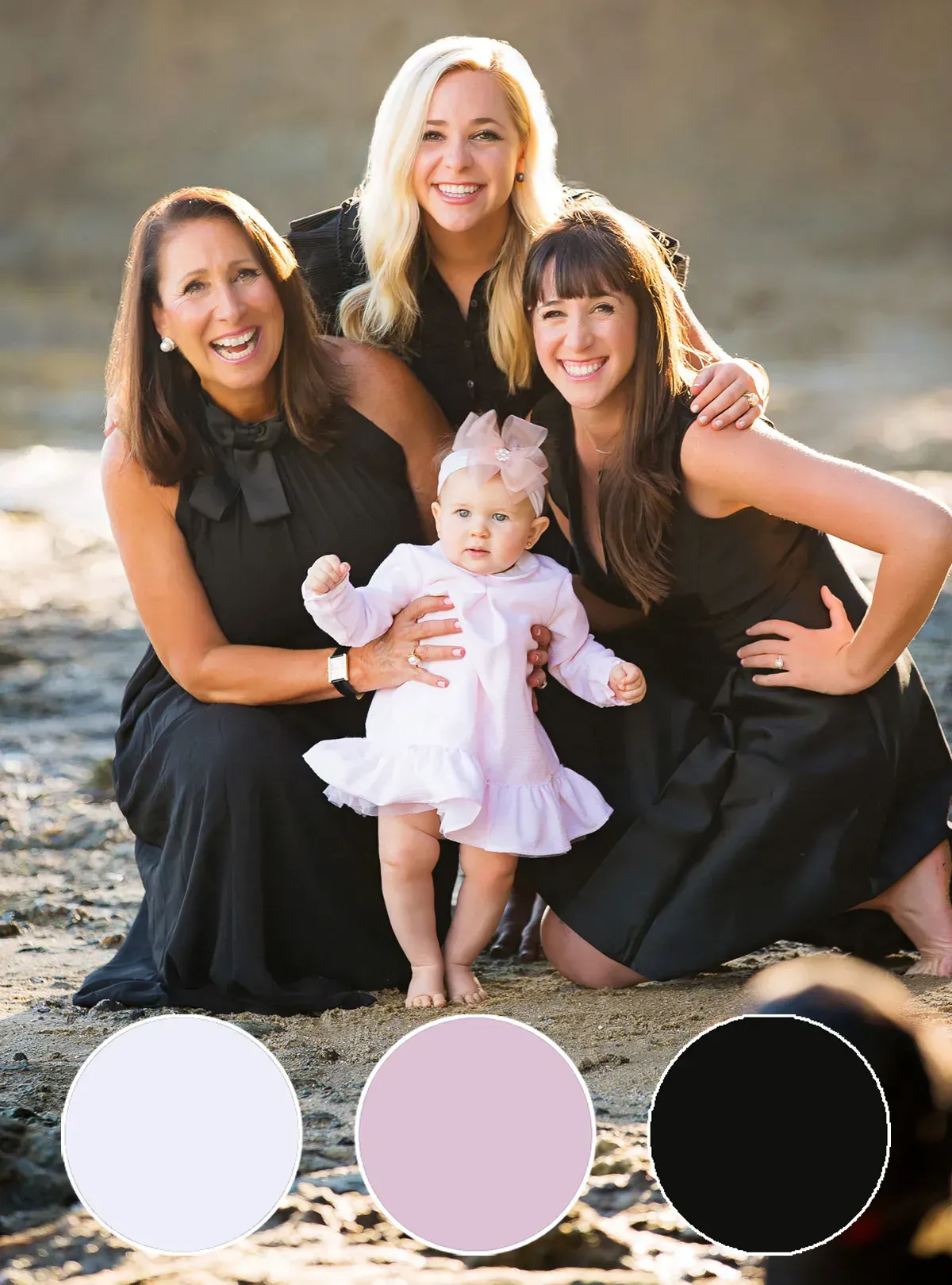 Family Photo outfit color examples for rocky beach portraits