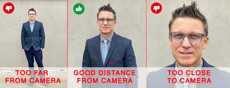  diagram of different camera distances for a headshot
